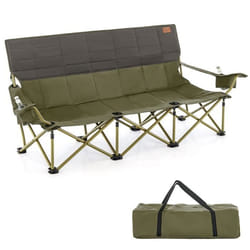 COSTWAY Chaise de Jardin Pliante Double Porte-gobelets Charge 450 kg Causeuse Chaise de Camping pour Pique-nique Plage Vert