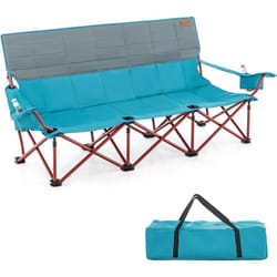 Costway - Chaise de Camping Surdimensionnée, Chaise de Pique-Nique Portable à 3 Places, Chaise de Plage avec Porte-gobelet et Sac de Transport,