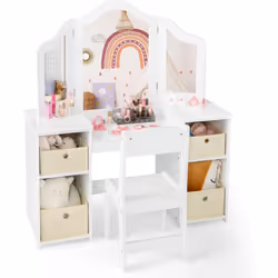 Caractéristiques : Conception 2-en-1 combinant une coiffeuse et un bureau d'écriture Comprend une chaise ergonomique avec dos ...
