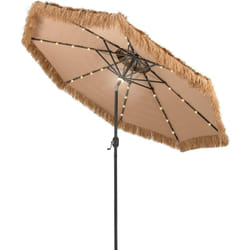 Costway - Parasol Paille de Jardin Exterieur φ 292 cm, Parasol Exotique Paille avec 12 Couches de Paille pe et Lumières led Solaire, Parasol de Plage