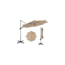 Costway - Parasol Déporté Φ339CM, Parasol de Jardin Rond avec Base en Croix, Parasol Inclinable avec 5 Angles et Hauteurs Réglables, Parasol Excentré