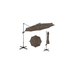 Costway - Parasol Déporté Φ339CM, Parasol de Jardin Rond avec Base en Croix, Parasol Inclinable avec 5 Angles et Hauteurs Réglables, Parasol Excentré