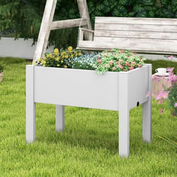 COSTWAY Jardinière Surélevée à Arrosage Automatique Indicateur de Niveau dEau Trou de Drainage Séparateurs Amovibles Gris