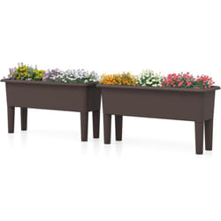 Costway - Lot de 2 Jardinières Surélevée à Arrosage Automatique, Lits de Jardin Surélevés avec Pieds Amovibles Trou de Drainage, Bacs à Fleurs en