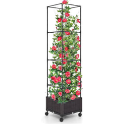 Costway - Potager Surélevé Vertical de 170cm avec Bac et Treillis, Jardinière avec Système d'Auto-Irrigation Hauteur Ajustable, Bac à Tomates sur