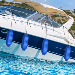 Pack de 4 Pare-Battage pour Bateau Gonflables 58 x 165cm COSTWAY-Bleu en PVC-2 œillets Nervurés-Ponton Voilier-3 Minutes à Go ...
