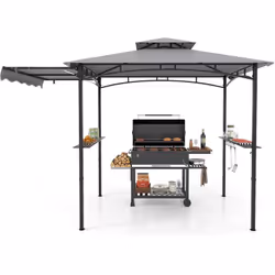 À propos de cet article 【Auvent latéral supplémentaire】Cette tonnelle de barbecue se distingue par son auvent latéral, qui pe ...