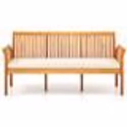 COSTWAY Banc de Jardin en Acacia 3 Places Coussins dAssise Dossier et Accoudoirs Ergonomiques Banquette Extérieur 159 cm de L ...