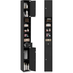 Costway - Meuble de Rangement Salle de Bain, Meuble Colonne avec 2 Placards à Porte, 1 Tiroir et 5 Étagères Réglables, Armoire de Toilette, 20 x 20 x