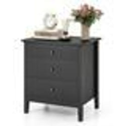 COSTWAY Table de Chevet avec 3 Tiroirs 605 x 455 x 655 cm Table dAppoint pour Chambre à Coucher Salon Bureau Noir