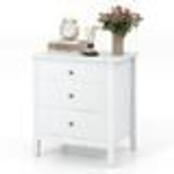 COSTWAY Table de Chevet avec 3 Tiroirs 605 x 455 x 655 cm Table dAppoint pour Chambre à Coucher Salon Bureau Blanc