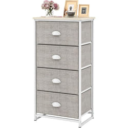 Costway - Commode Tiroirs en Tissu, Commode Chambre Adulte, Cadre en Métal, Tiroir Pliable, Poignées de Coquille, Meuble Tiroir Rangement pour