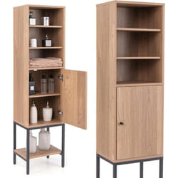 Costway - Meuble Colonne de Salle de Bain, Armoire Haute, Meuble wc Rangement, Grand Placard, 3 Compartiments, Étagère Réglable, 38 x 30 x 145 cm