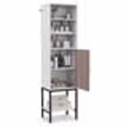 COSTWAY Meuble Colonne de Salle de Bain avec Porte Étagère Réglable et Rangement Inférieur pour Salon Cuisine Chambre Blanc