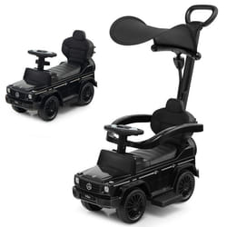 COSTWAY Mercedes Benz 3 en 1 Porteur Enfants avec Poignée Parentale Auvent Réglable Garde-corps Klaxon pour 1-3 Ans Noir