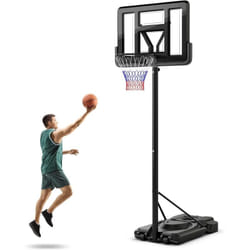 Costway - Panier de Basket-Ball sur Pied avec Hauteur Réglable à 12 Niveaux 232-305 cm, Ensemble de Basketball avec Roues Panneau Arrière Incassable