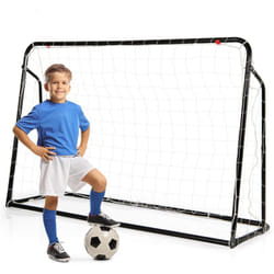 Costway - But de Football Exterieur 2 en 1 à 187 x 122,5 cm, Cage de Foot avec Filet de Rebond Angle Réglable Cadre en Métal Robuste, Entraînement de