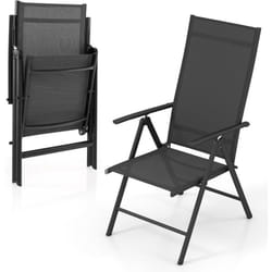 Chaise de Jardin Pliante avec Cadre Métallique, Fauteuil d'Extérieur avec Dossier Réglable sur 7 Positions, Chaise de Salle à Manger pour Patio en