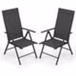 COSTWAY Lot de 2 Chaises Pliantes de Jardin Dossier Réglable sur 7 Niveaux Chaises à Manger Inclinables pour Patio Camping No ...
