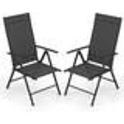 COSTWAY Lot de 2 Chaises Pliantes de Jardin Dossier Réglable sur 7 Niveaux Chaises à Manger Inclinables pour Patio Camping Noir