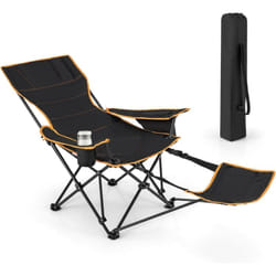Costway - Chaise de Camping Pliante avec Repose-Pieds, Chaise de Pêche Inclinable avec Dossier Réglable sur 2 Positions, Chaise de Directeur avec Sac