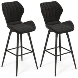 Costway - Tabouret de Bar, Chaise de Bar Lot de 2, Chaise Haute Bar Rembourrée, Hauteur d'Assise 71,5 cm, Dossier Incurvé, Cadre en Métal,
