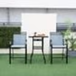 COSTWAY Lot de 2 Chaises de Jardin en Tissu avec Repose-pieds Dossier Haut & Accoudoirs pour Piscine Porche Balcon Patio Bleu
