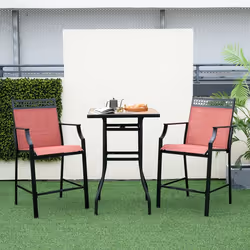 COSTWAY Lot de 2 Chaises de Jardin en Tissu avec Repose-pieds Dossier Haut & Accoudoirs pour Piscine Porche Balcon Patio Roug ...