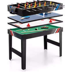 Table Multi-jeux 4 en 1 COSTWAY-Table de Baby-FootBillardPing PongHockey-125 x 97 x 83 cm-Accessoires Complets-Jeux à Domicil ...