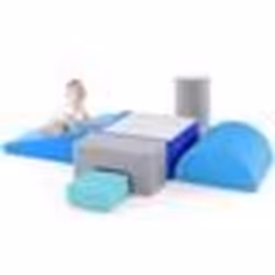 6 PCS Blocs de Construction Enfants en Mousse EPE COSTWAY-Housse en PU-Parcours Motricité-Fermeture Clair-Formes Différentes- ...