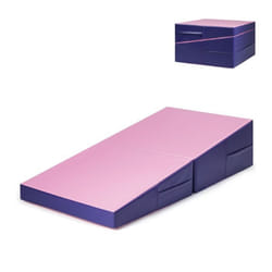 Tapis de Gymnastique Angle Incliné COSTWAY-150 x 75 x 36 cm-Utilisation 2 en 1-Housse PVC avec Mousse EPE-ExerciceAérobic-Violet