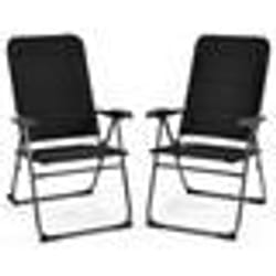 COSTWAY Lot de 2 Chaises Pliantes de Jardin à 7 Positions Réglables Charge 136 kg Fauteuil Inclinable pour Patio Cour Plage Noir