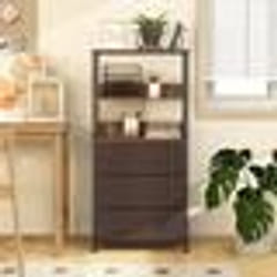 COSTWAY Étagère de Rangement à 3 Tiroirs Armoire de Rangement Commode avec Bacs en Tissu Amovibles pour Chambre Salon Bureau