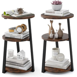 Costway - Table d'Appoint, Bout de Canape 3 Niveaux, Cadre en Métal, Table d'Appoint de Salon Design Rond, Gueridon Haut, Petite Table Basse pour