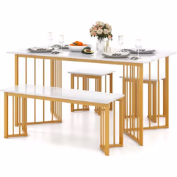 À propos de cet article 【Ensemble de Salle à Manger 4 Pièces】Avec un grand plateau de table de 150 x 80 cm, l'ensemble de mob ...