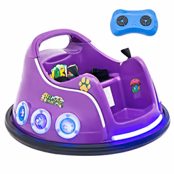 COSTWAY 12V Auto Tamponneuse Electrique 360° pour Enfants Télécommande 2.4G avec Lumières Clignotantes & Musique 3-8 Ans Viol ...