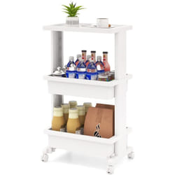 Costway - Desserte à roulettes à 3 Niveaux, Desserte Cuisine avec Roues Verrouillables, Chariot de Rangement Polyvalent pour Cuisine, Salle de Bain,