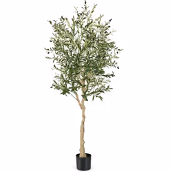 À propos de cet article 【Apparence vive et naturelle】L’olivier artificiel est orné de 1296feuilles denses, de 72olives hautem ...