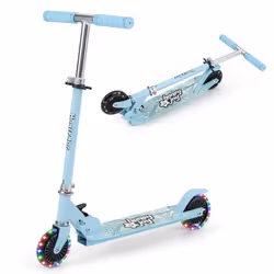 Trottinette Enfant Pliable 2 Roues Clignotantes COSTWAY Hauteur Réglable Poignée TPR Alliage dAluminium 3-8 Ans 50kg Bleu Cla ...