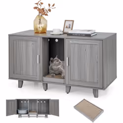 Description générale Le meuble multifonctionnel pour chat allie esthétique et praticité. Il sert de maison pour cacher les ba ...
