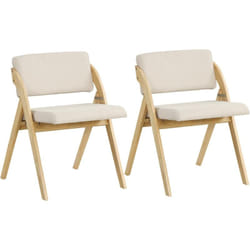 Costway - Lot de 2 Chaises de Salle à Manger, Chaise de Cuisine Pliable avec Pieds en Bois de Caoutchouc, Siège et Dossier Rembourrés, Siège Portable
