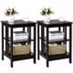 COSTWAY Lot de 2 Table de Chevet à 3 Niveaux Table dAppoint Simple et Contemporain pour Chambre Salon 40 x 40 x 61CM Brun