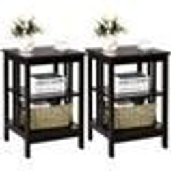 COSTWAY Lot de 2 Table de Chevet à 3 Niveaux Table dAppoint Simple et Contemporain pour Chambre Salon 40 x 40 x 61CM Brun