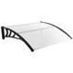 COSTWAY Auvent Marquise de Porte et Fenêtre 122 x 99 cm-en Polycarbonate Transparent-Protection contre SoleilPluieNeige-Noir