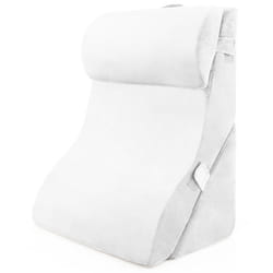 COSTWAY Lot de 3 Coussins de Lecture en Éponge Appuie-tête Amovible Oreiller Incliné Blanc Housse Amovible Lavable en Machine