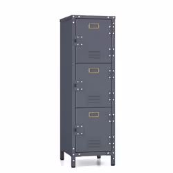 COSTWAY Casson de Bureau en Métal à 3 Niveaux 3 Portes Verrouillables Pieds Réglables Kit Anti-Renversement pour Bureau