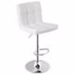 COSTWAY Tabouret de Bar en Cuir PU Hauteur du Siège Réglable 65-85 cm Dossier Surélevé Base en Métal Antidérapant Blanc