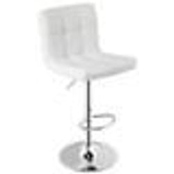 COSTWAY Tabouret de Bar en Cuir PU Hauteur du Siège Réglable 65-85 cm Dossier Surélevé Base en Métal Antidérapant Blanc