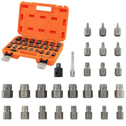 Kit de Douilles Extraction dEcrous-Vis COSTWAY 27 Pièces Extracteurs 2 Adaptateurs&Outils Démontage de Boulons Cr-Mo29x20CM