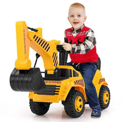 Voiture de Construction pour Enfants 19-36 Mois COSTWAY Pelle Réglable&Bloc Anti-basculementr&Rangement Pied au Sol 86x30x52CM